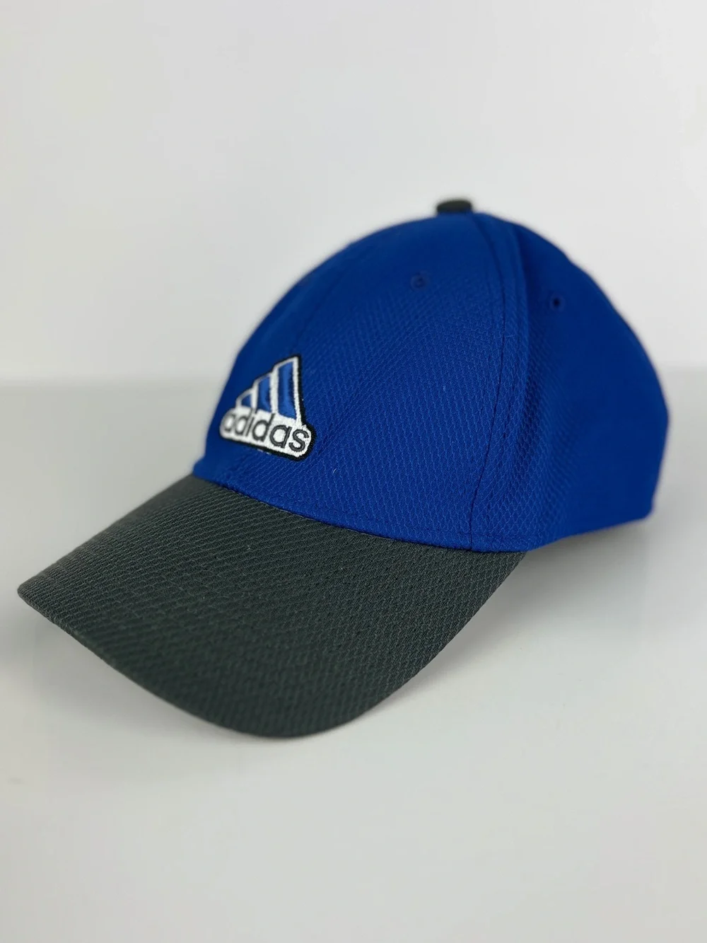 Adidas Climalite A-Flex Fitted Youth Hat Baseball Cap Embroidered Logo Blue Gray